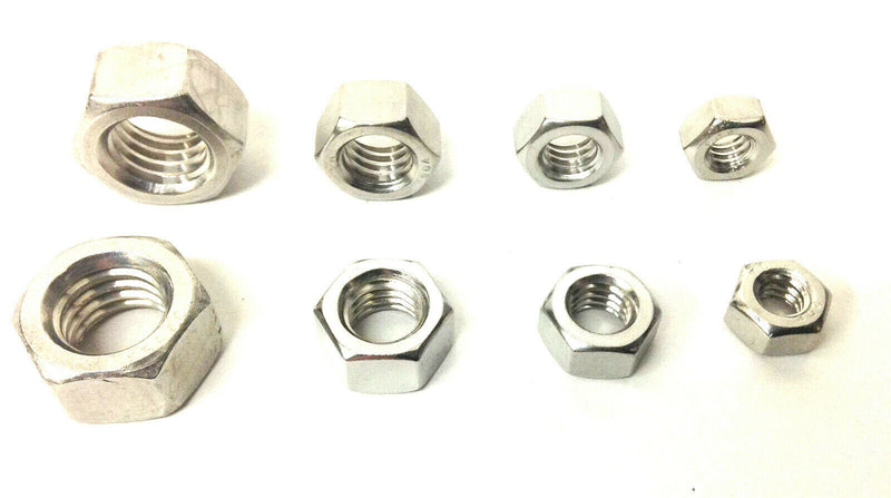 1/4, 5/16, 3/8, 1/2" UNC A2 Stainless Steel Hex Hexagon Nuts