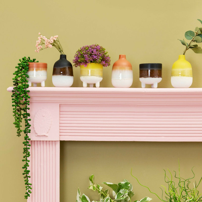 Sass& Belle Ombre Dip Mojave Glaze Ceramic Mini Plant Pot On Legs House Planter