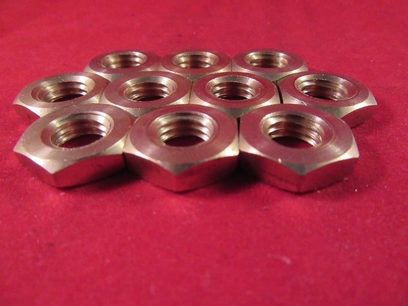 M10 BRASS FULL NUTS SOLID BRASS 10mm 10-PACK Jam Nuts Thin Nuts