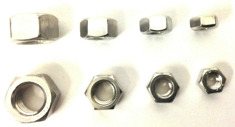 1/4, 5/16, 3/8, 1/2" UNC A2 Stainless Steel Hex Hexagon Nuts