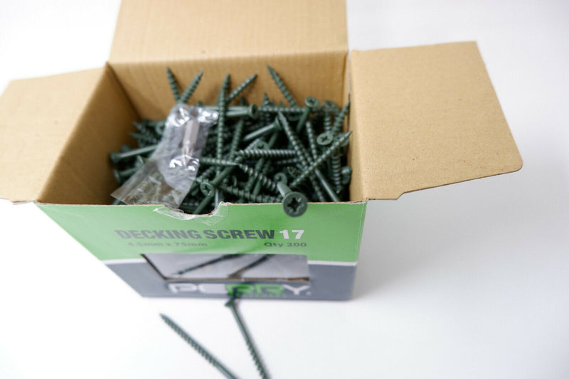 Green Decking Screws 50-75 mm Weather Treated Pozi Countersunk Fencing Fasteners