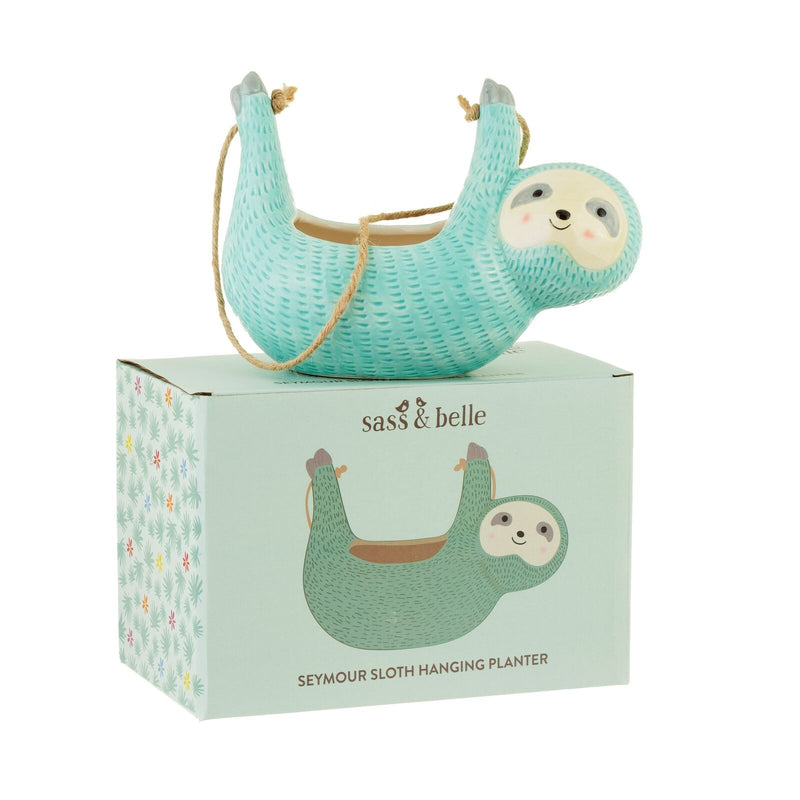 Sass & Belle Seymour Sloth Hanging Planter With String For Hanging