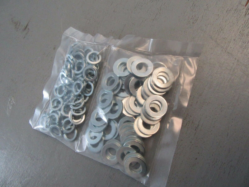 Pack 100 M12 and 12mm flat form A thick washers and spring splitlock washer mix