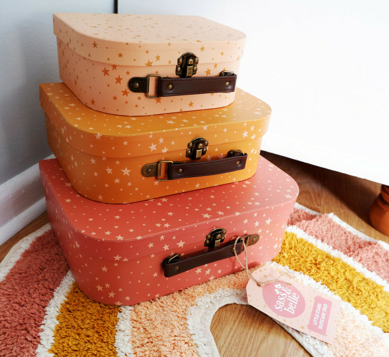 Sass & Belle Set of 3 Little Stars Suitcases Kid Storage Boxes Decorative Cases