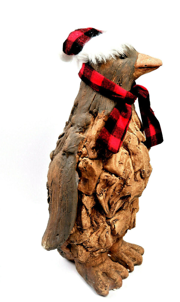 Christmas Penguin Primus Wood Effect Frost Proof Ornament Garden Home Animal