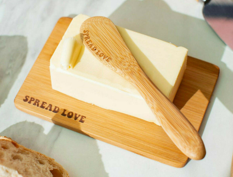 Sass & Belle Spread Love Bamboo Butter Board And Knife Child Planet Friendly