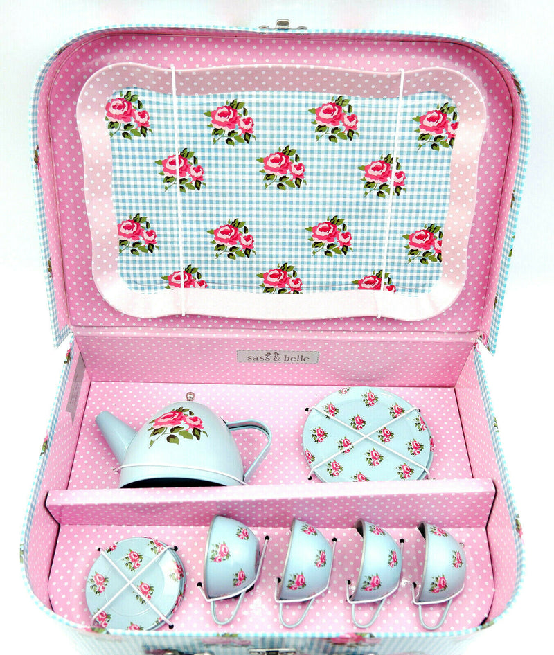 Sass and Belle Children Toy TeaSet Cooking set Kitchen Suitcase Metal Tin