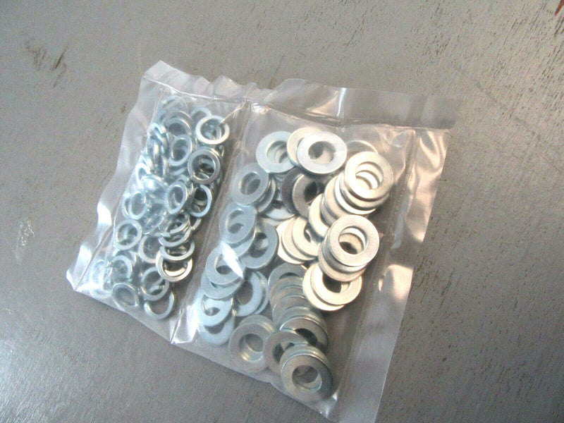 Pack 100 M8 and 8mm Flat Form A Thick Washers and Spring Splitlock Washer Mix