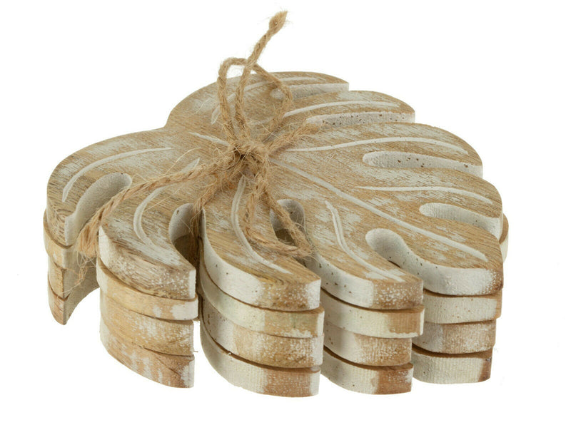 Rustic 4 Set Wooden Plant Leaf Drink Tea Coffee Cup Coasters  Natural Home Decor