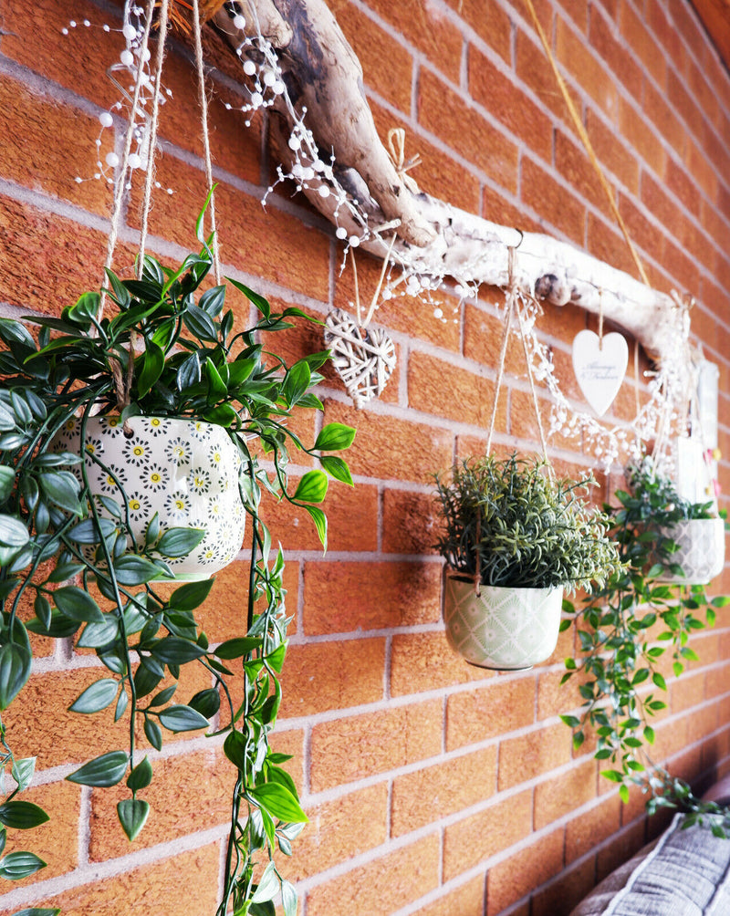 Set of 3 Hanging Ceramic Flower Plant Pot House Indoor Outdoor Houseplant Garden
