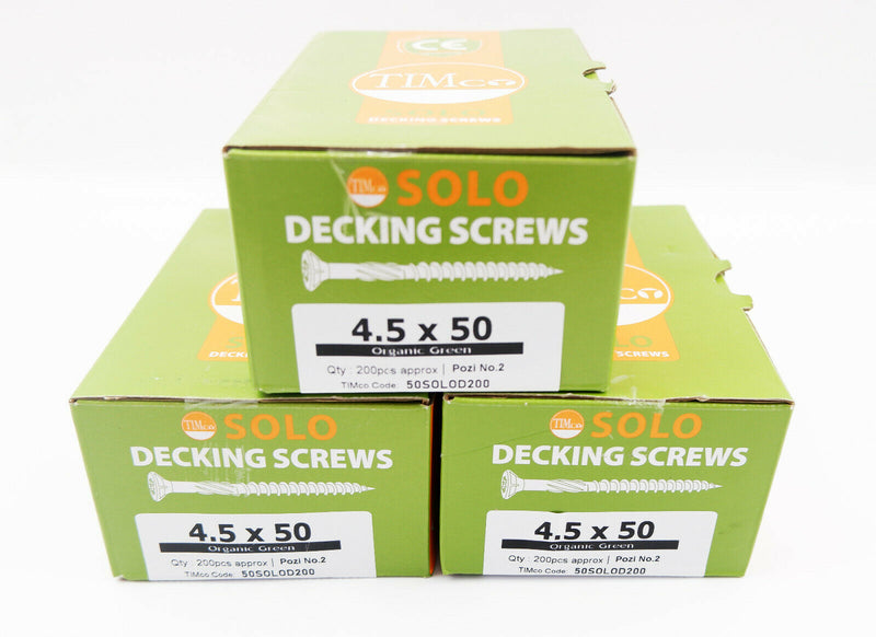 TIMco GREEN DECKING SCREWS 4.5 x 50mm COATED POZI COUNTERSUNK CSK EXTERIOR PZ2