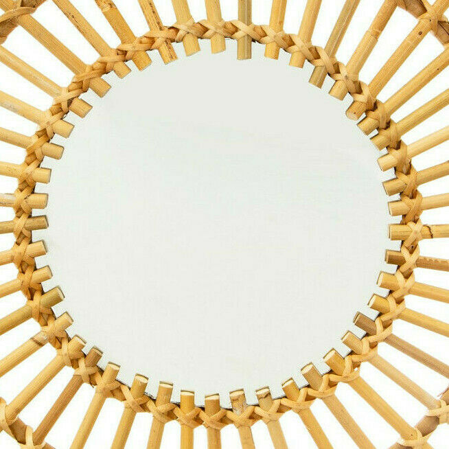Sass & Belle Rattan Starburst Mirror New Home House Gift Decor Retro Wall Cane