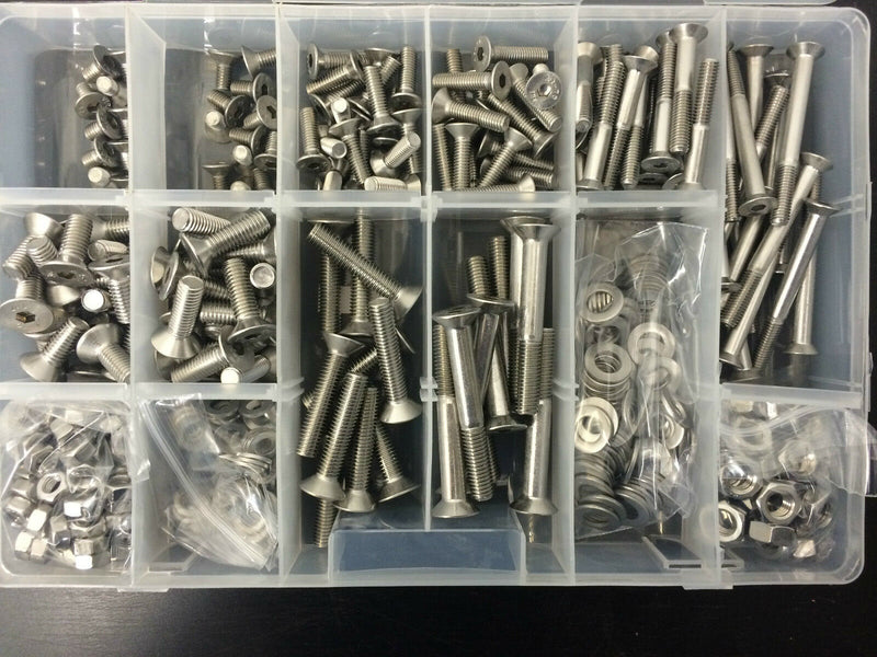 495 pcs box kit M6 & M8 stainless Countersunk allen bolts nyloc nuts washers