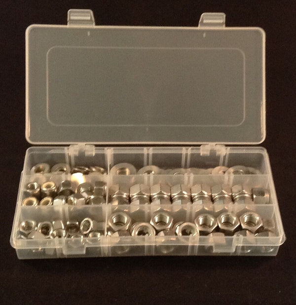 3/8 and 1/2 UNC kit box Hex Nuts, Nyloc Lock Nuts and Washers A2 Stainless