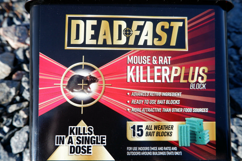 Deadfast Mouse Rat Killer Plus Poison, Paste Bait Blocks Pre Baited Station Trap