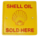 Cast Iron Shell Oil Sold Here Square Sign Plaque Wall Garage Petrol Workshop