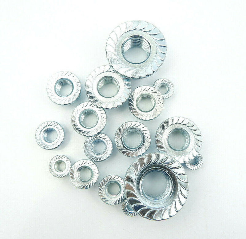 M5 M6 M8 M10 M16 ZINC PLATED HEX SERRATED FLANGE NUTS NUT BZP DIN 6923 BW