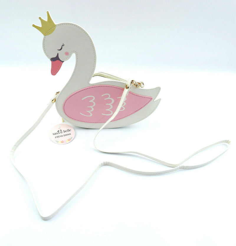 Childrens Freya Swan Cross Body Clutch Hand Little Girl Kids Pink Bag Zip Strap