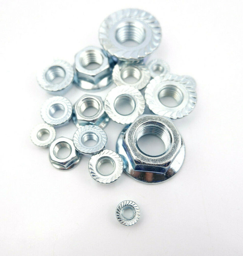 M5 M6 M8 M10 M16 ZINC PLATED HEX SERRATED FLANGE NUTS NUT BZP DIN 6923 BW