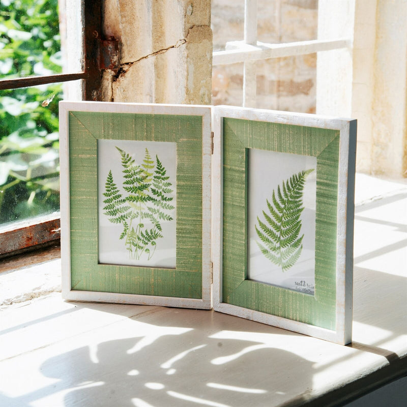 Sass & Belle Distressed Green Wooden Double Photo Frame 4x6