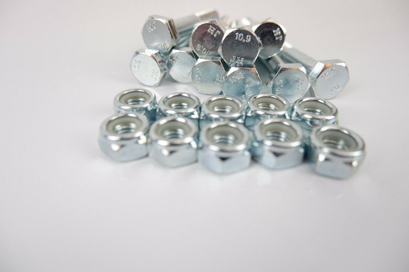 PTO SAFETY SHEAR BOLTS HIGH TENSILE 8.8 10.9 GRADE WITH NYLOC NUTS M6 M8 M10 M12