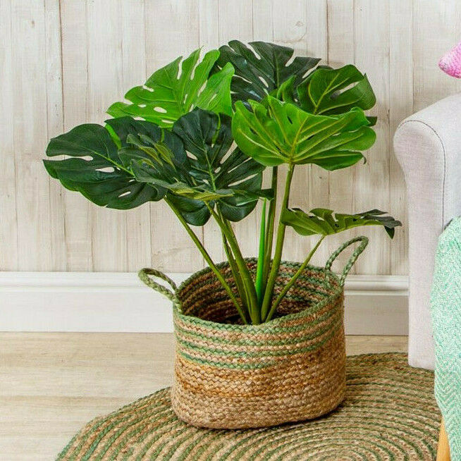 Sass & Belle Green Stripe Jute Storage Basket New Home Bedroom Gift Toys Tidy