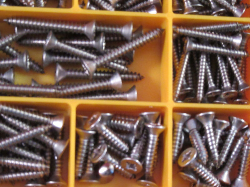 A2 Stainless Steel Pozi Countersunk Self Tapping Screws Assortment kit box set