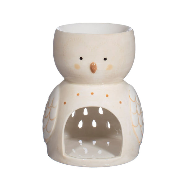 Sass & Belle Olivia Owl Oil Wax Melt Burner Soft Taupe Deep Dish