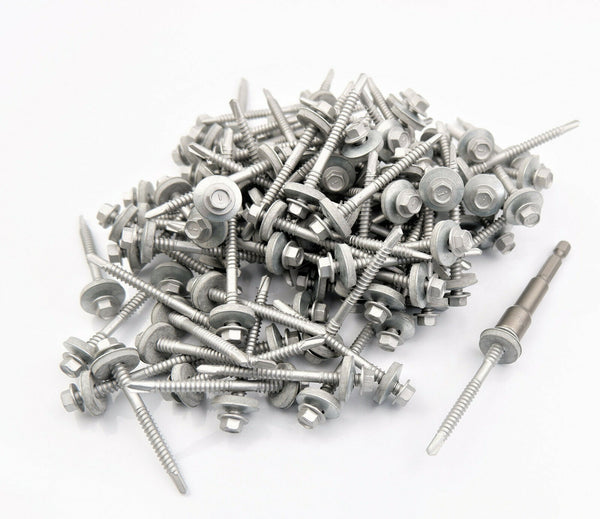 (Pack OF 100) 5.5 x 65mm Tech Screws for roofing & cladding self drill tek screw