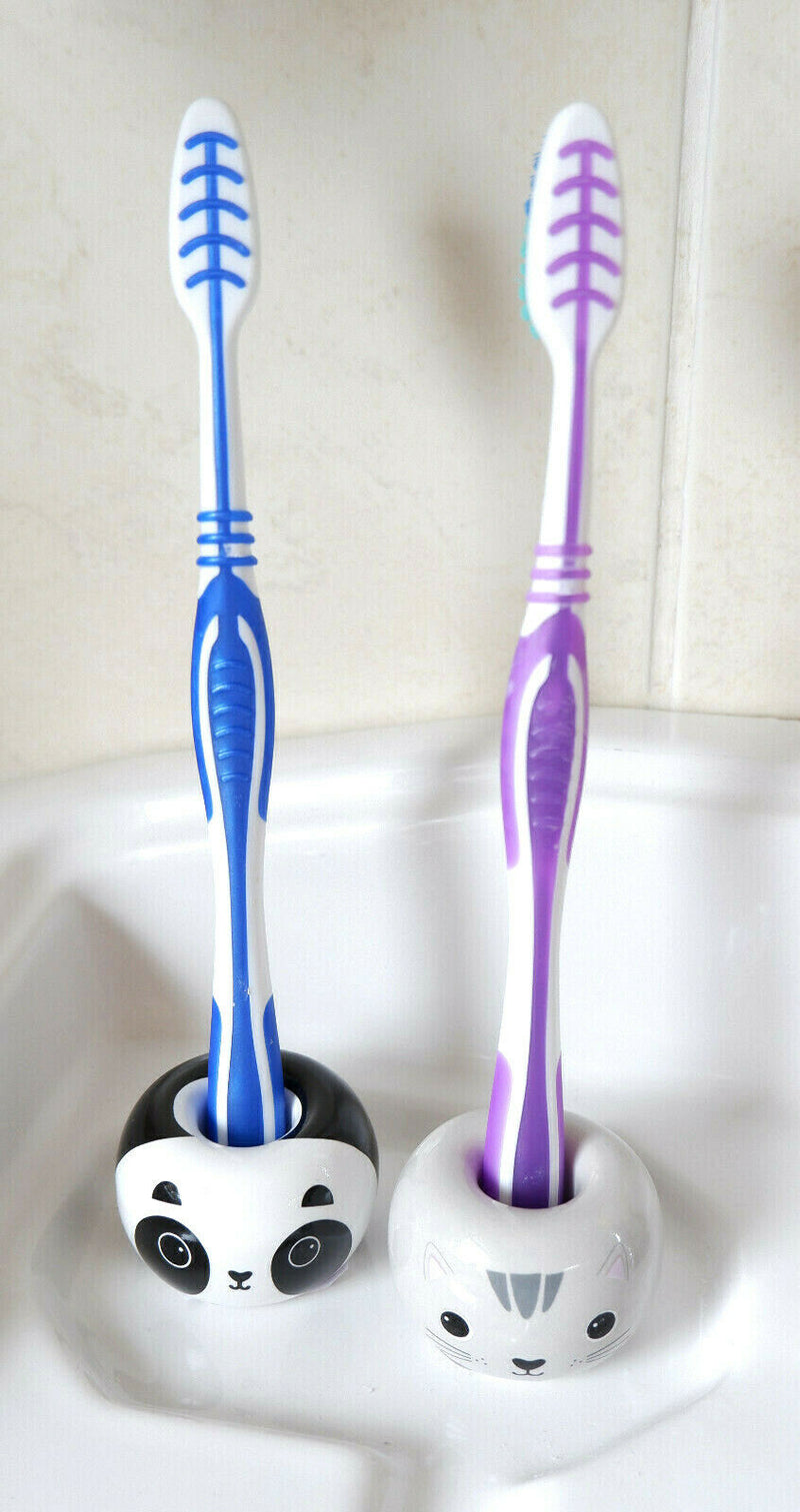 1 Cute Cat or Panda Porcelain Toothbrush Stand Holder Bathroom Pen Razor Holder