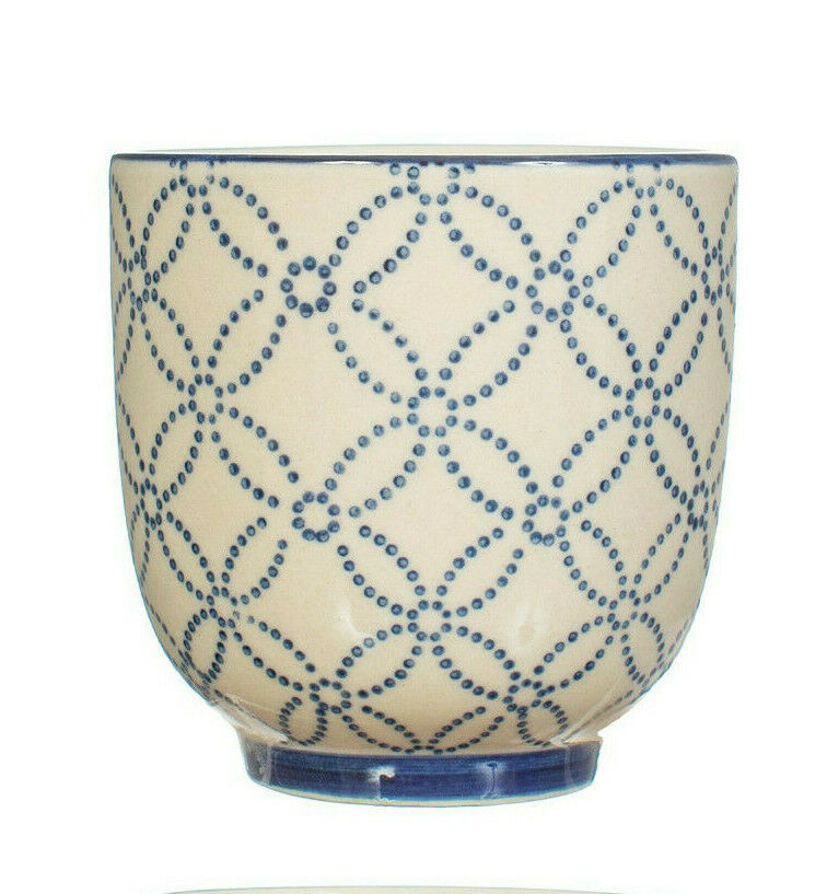 SASS & BELLE SASHIKO PATTERN CUPS YUNOMI ASSORTED SET OF 4 DINING KITCHEN TEA