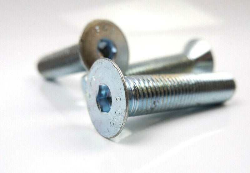 M20, 10.9 GRADE ZINC COUNTERSUNK CSK SOCKET CAPS SCREWS, ALLEN KEY BOLTS HEX