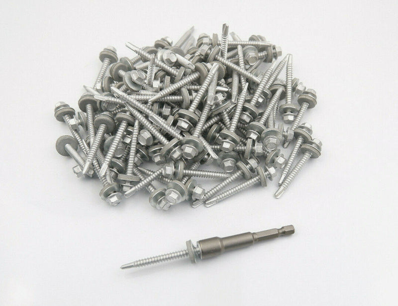 (Pack OF 100) 5.5 x 51mm Tech Screws for roofing & cladding self drill tek screw