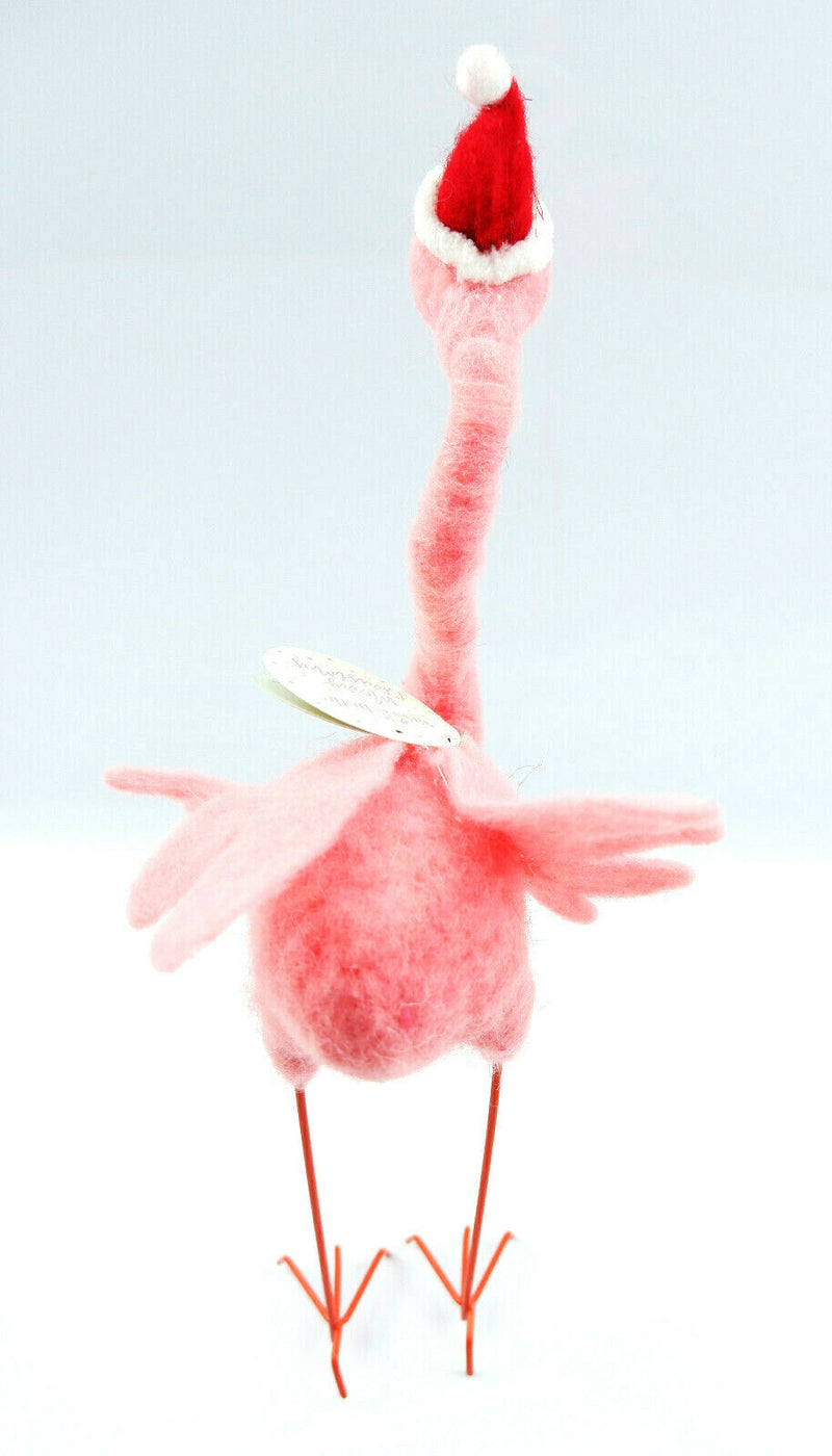 Sass and Belle Flamingo With Santa Hat Felt Standing Christmas Decoration Home