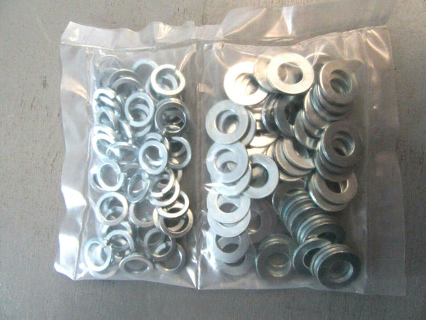 Pack 100 M10 and 10mm Flat Form A Thick Washers and Spring Splitlock Washer Mix