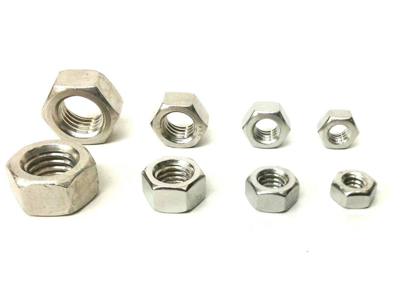 1/4, 5/16, 3/8, 1/2" UNC A2 Stainless Steel Hex Hexagon Nuts