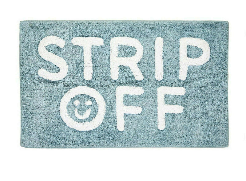 Sass & Belle - Strip Off Blue Bath Mat 100% Cotton Shower Mat Bathroom Floor