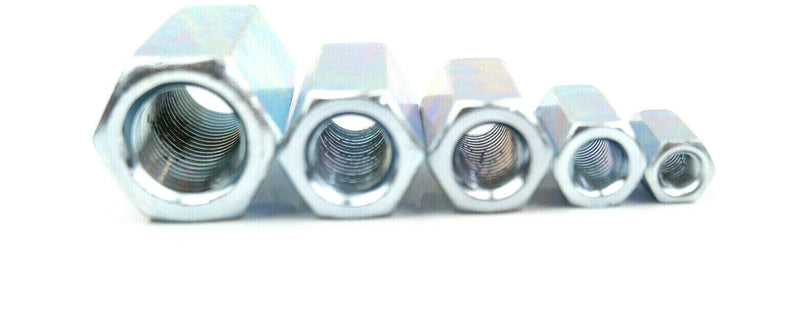 ALLTHREAD CONNECTORS THREADED ROD BAR STUD HEXAGON CONNECTING NUTS ZINC PLATED