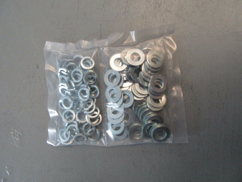 Pack 100 M12 and 12mm flat form A thick washers and spring splitlock washer mix