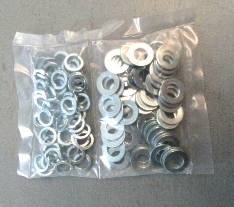 Pack 100 M16 and 16mm flat form A thick washers and spring splitlock washer mix