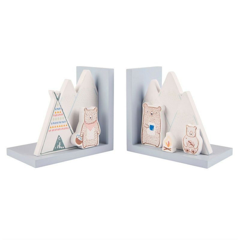 Tractor,Rainbow,Star,Cloud,Moon,Bear Camp Wooden Bookends Children's Bedroom