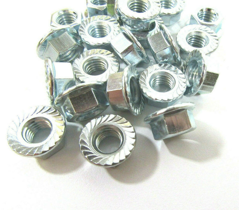 M10 10mm ZINC PLATED HEX SERRATED FLANGE NUTS NUT BZP DIN 6923 BW