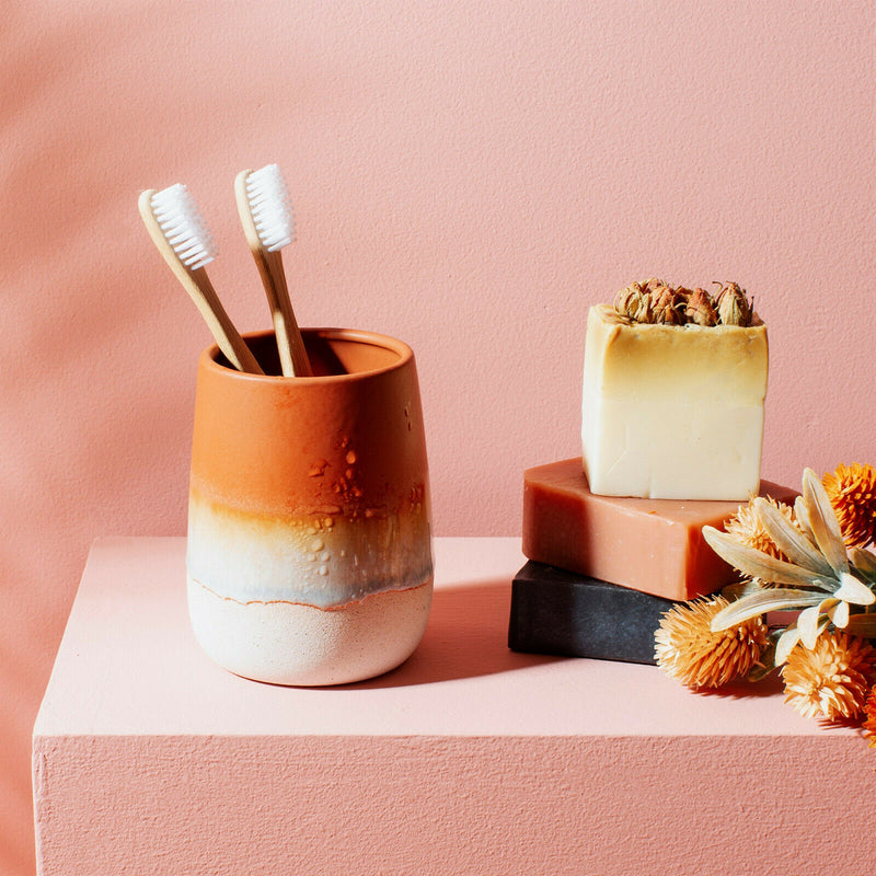 Sass & Belle Mojave Glaze Terracotta Soap Dispenser, Tumbler or Soap Dish