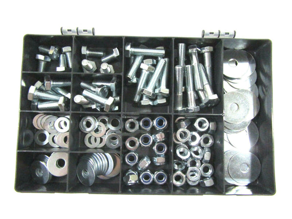Grade 8.8 Assorted Box kit M10 Nuts And Bolts Setscrews Bright Zinc 150 Pieces