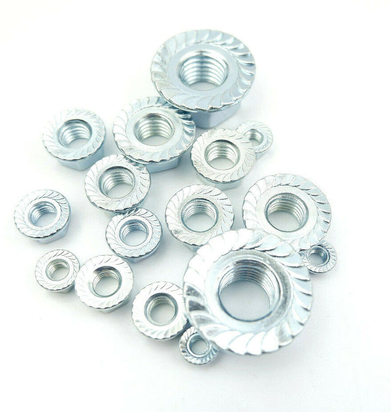 M5 M6 M8 M10 M16 ZINC PLATED HEX SERRATED FLANGE NUTS NUT BZP DIN 6923 BW