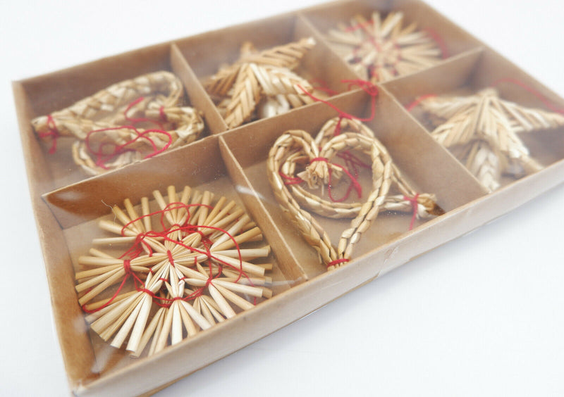 Traditional Straw Christmas Scandinavian Nordic Festive Decorations Set of 12