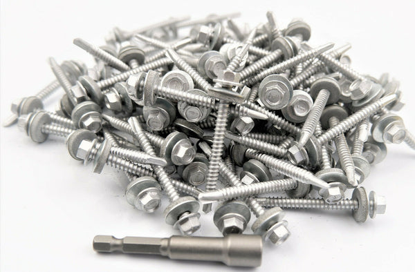 (Pack OF 200) 5.5 x 57mm Tech Screws for roofing & cladding self drill tek screw