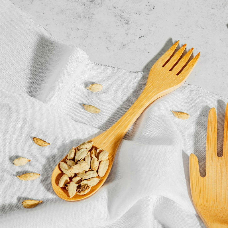 Sass and Belle Bamboo Splayed Spoon Fork Combo Camping Lunch Picnic