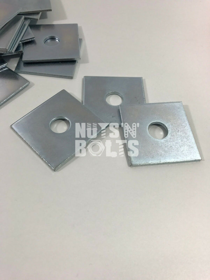 M10 x 50mm x 50mm x 3mm THICK SQUARE PLATE WASHERS ZINC PLATED