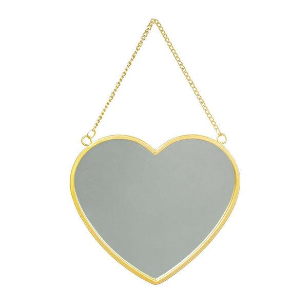 Sass & Belle Gold Heart Shaped Mirror Hanging Wall Bedroom Metal Chain Home